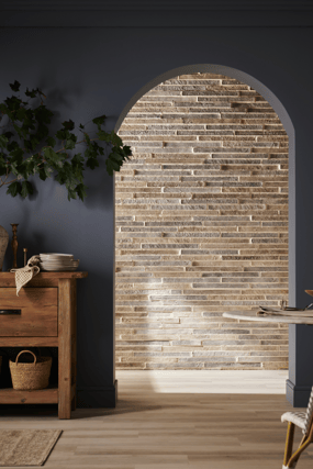 European inspired Brick Accent Wall - Eldorado Stone's Farola LoreioBrick